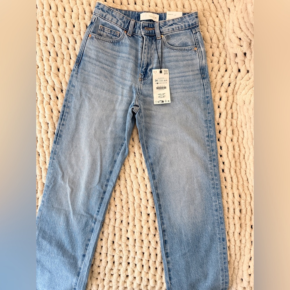 ZARA High-Waist Regular Fit Blue – Size 2 (EU 34) - Picture 7 of 13